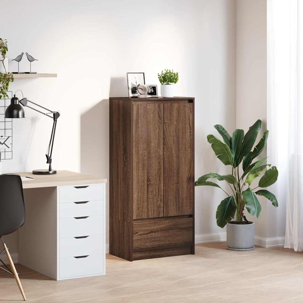 vidaXL Kast met lade 55,5x34x119,5 cm spaanplaat bruin eikenkleurig - Aashly