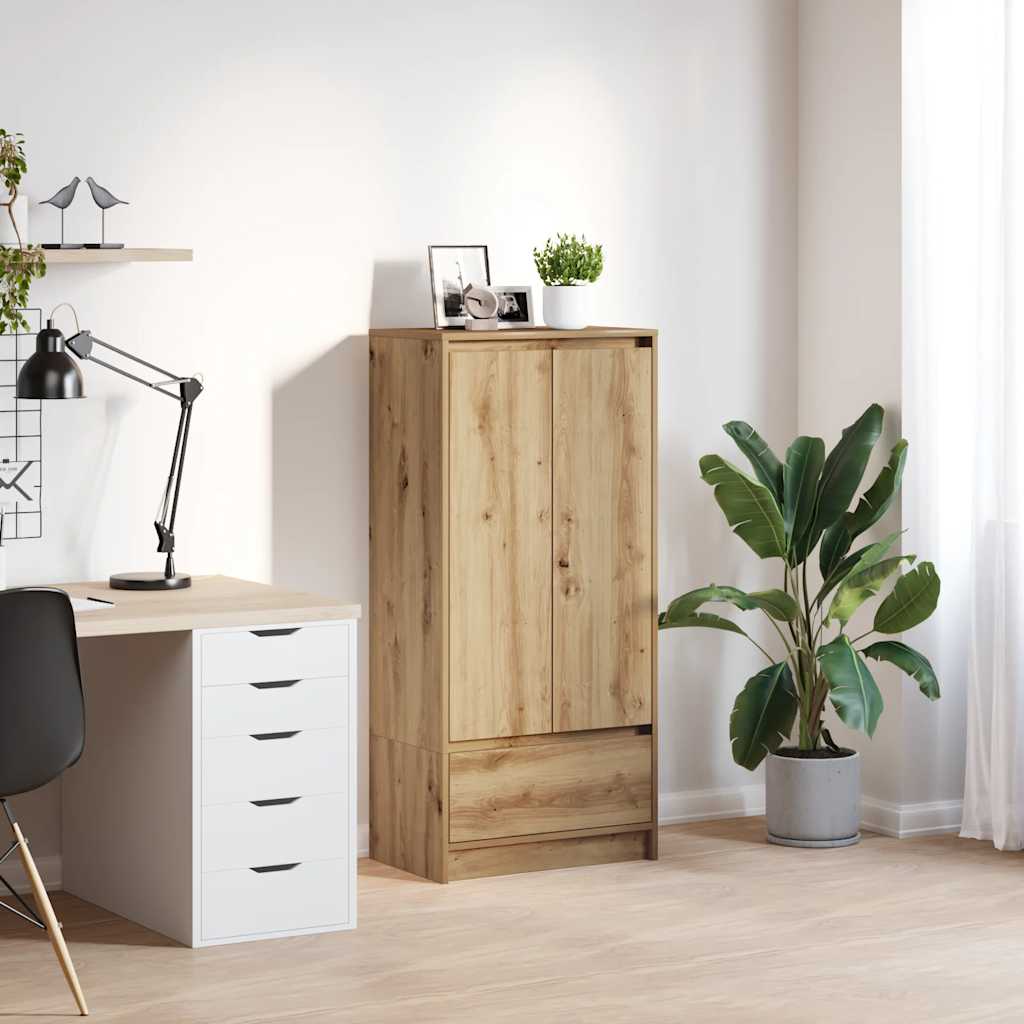 vidaXL Kast met lade 55,5x34x119,5 cm spaanplaat bruin eikenkleurig - Aashly