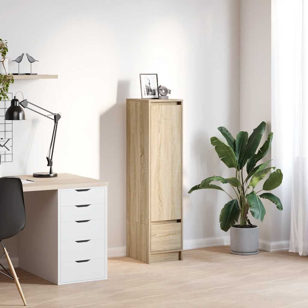vidaXL Highboard 29,5x34x119,5 cm spaanplaat gerookt eikenkleurig - Aashly