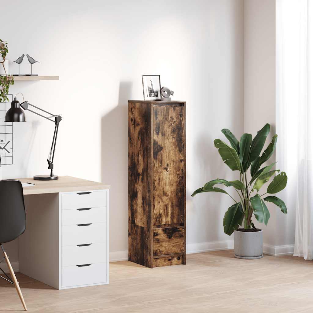 vidaXL Highboard 29,5x34x119,5 cm spaanplaat gerookt eikenkleurig - Aashly