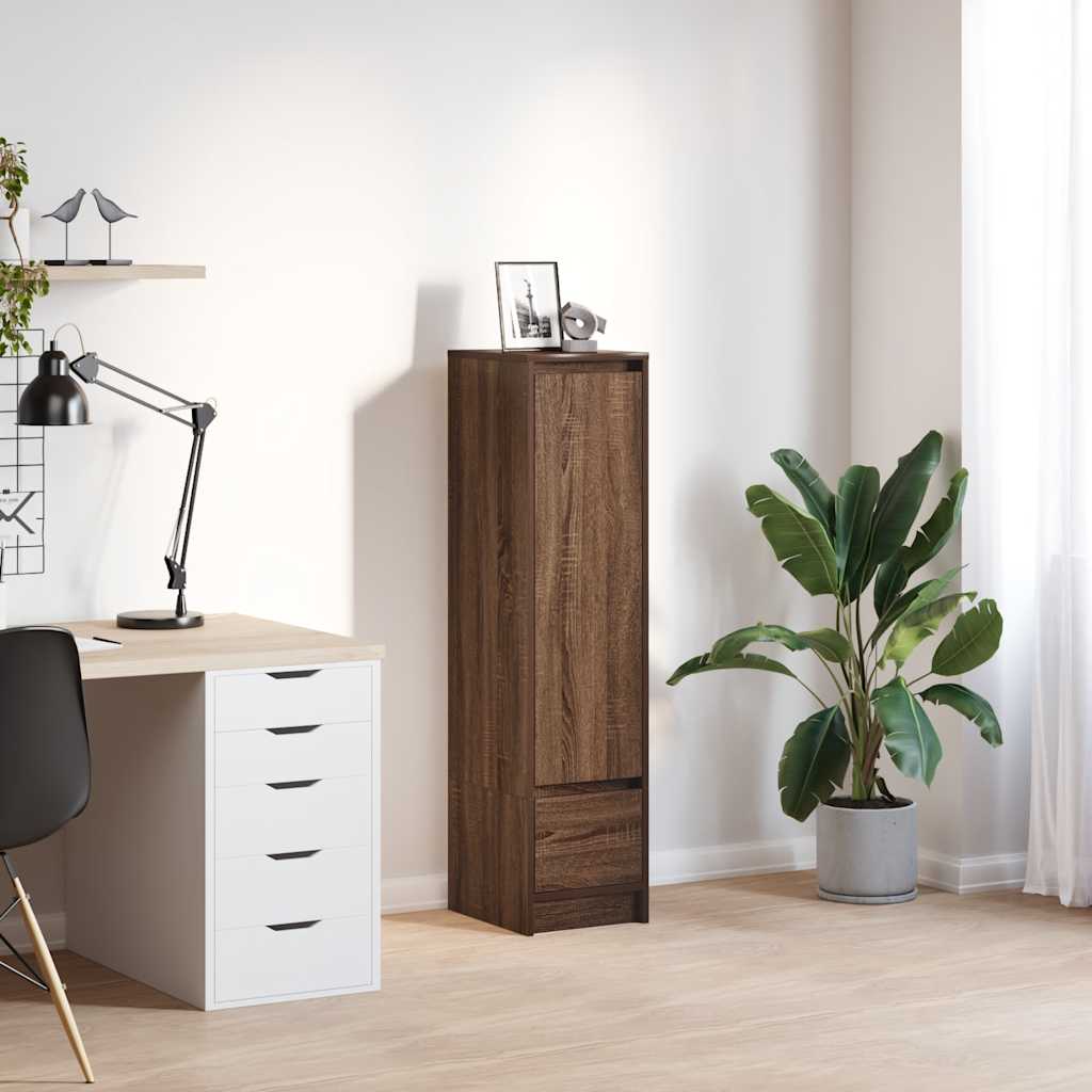 vidaXL Highboard 29,5x34x119,5 cm spaanplaat gerookt eikenkleurig - Aashly