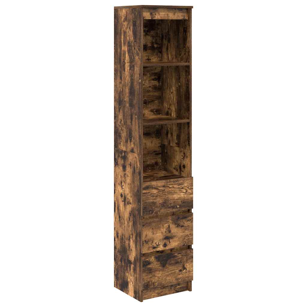 vidaXL Hoge kast 37,5x35x180 cm bewerkt hout oud houtkleurig - Aashly