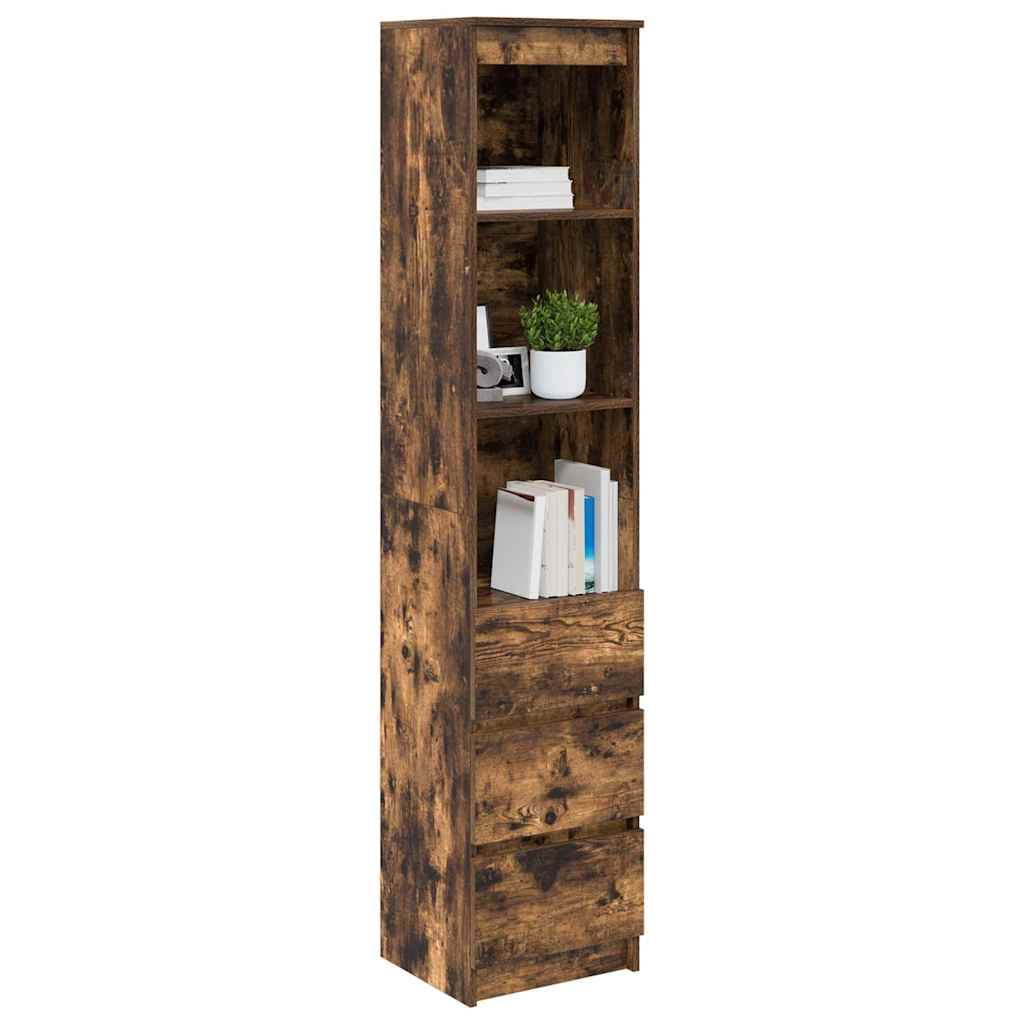 vidaXL Hoge kast 37,5x35x180 cm bewerkt hout oud houtkleurig - Aashly