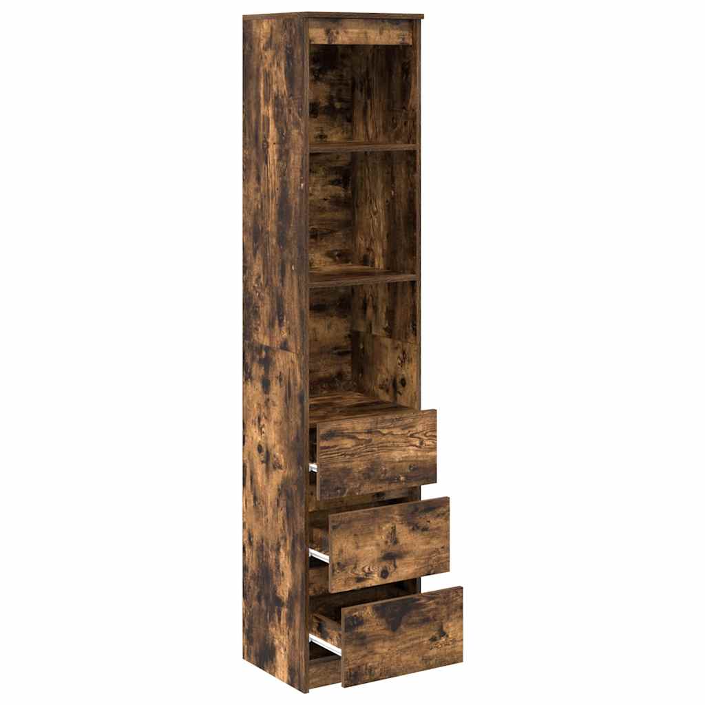 vidaXL Hoge kast 37,5x35x180 cm bewerkt hout oud houtkleurig - Aashly