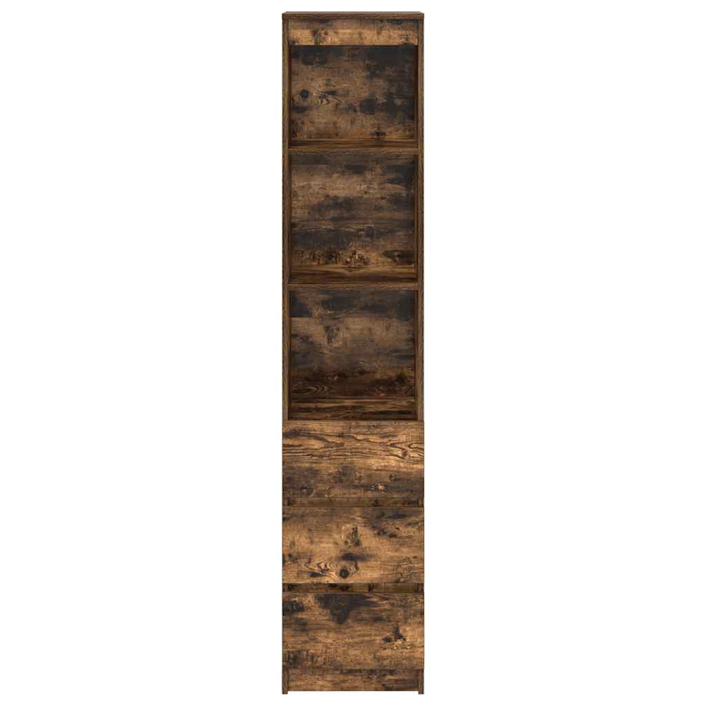 vidaXL Hoge kast 37,5x35x180 cm bewerkt hout oud houtkleurig - Aashly