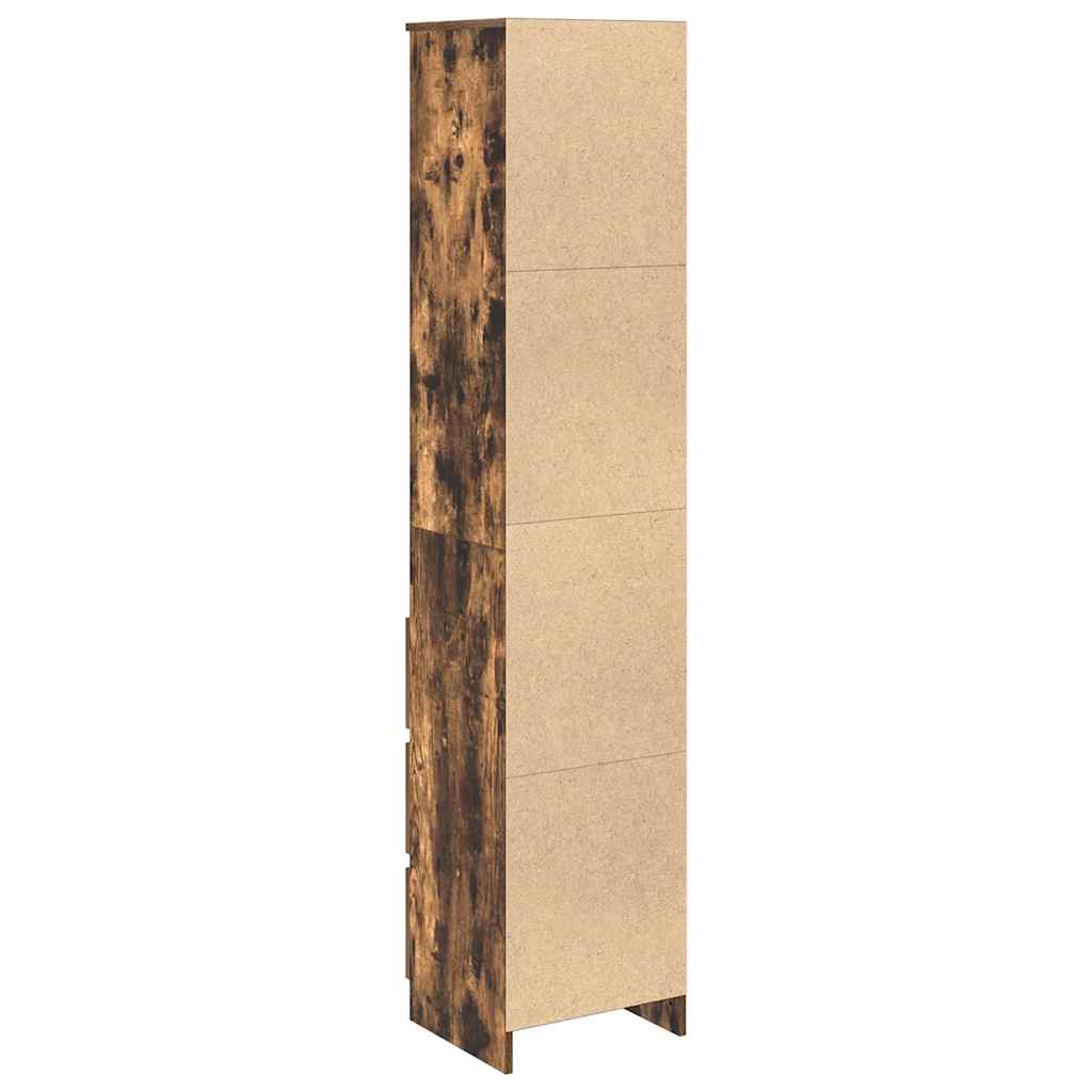 vidaXL Hoge kast 37,5x35x180 cm bewerkt hout oud houtkleurig - Aashly