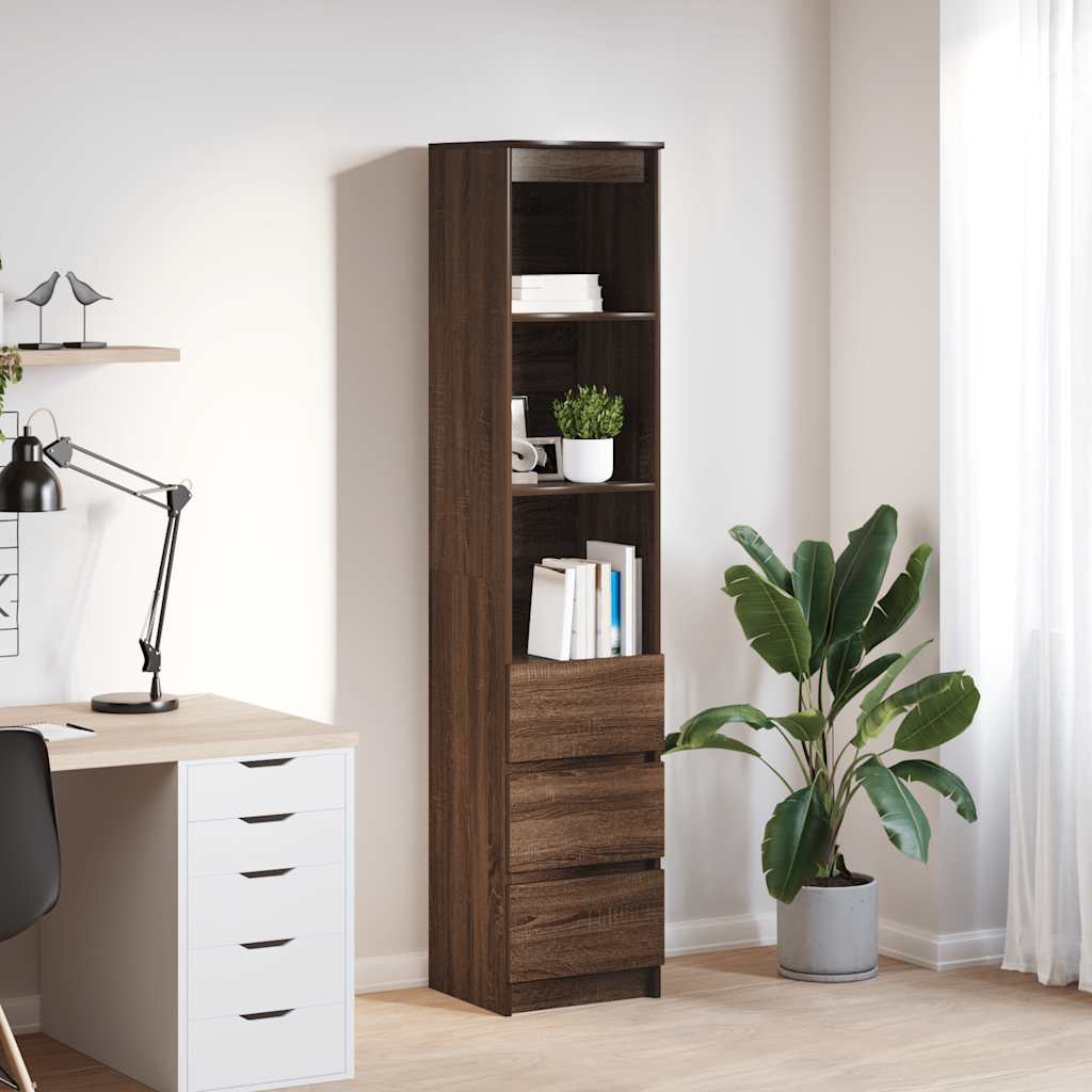 vidaXL Hoge kast 37,5x35x180 cm bewerkt hout oud houtkleurig - Aashly