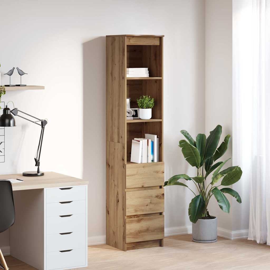 vidaXL Hoge kast 37,5x35x180 cm bewerkt hout oud houtkleurig - Aashly