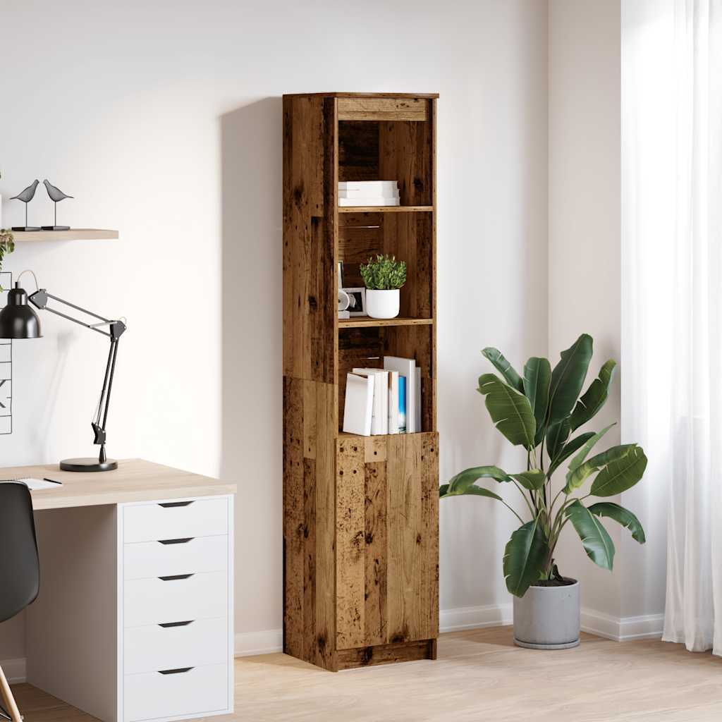 vidaXL Hoge kast 37,5x35x180 cm bewerkt hout oud houtkleurig - Aashly