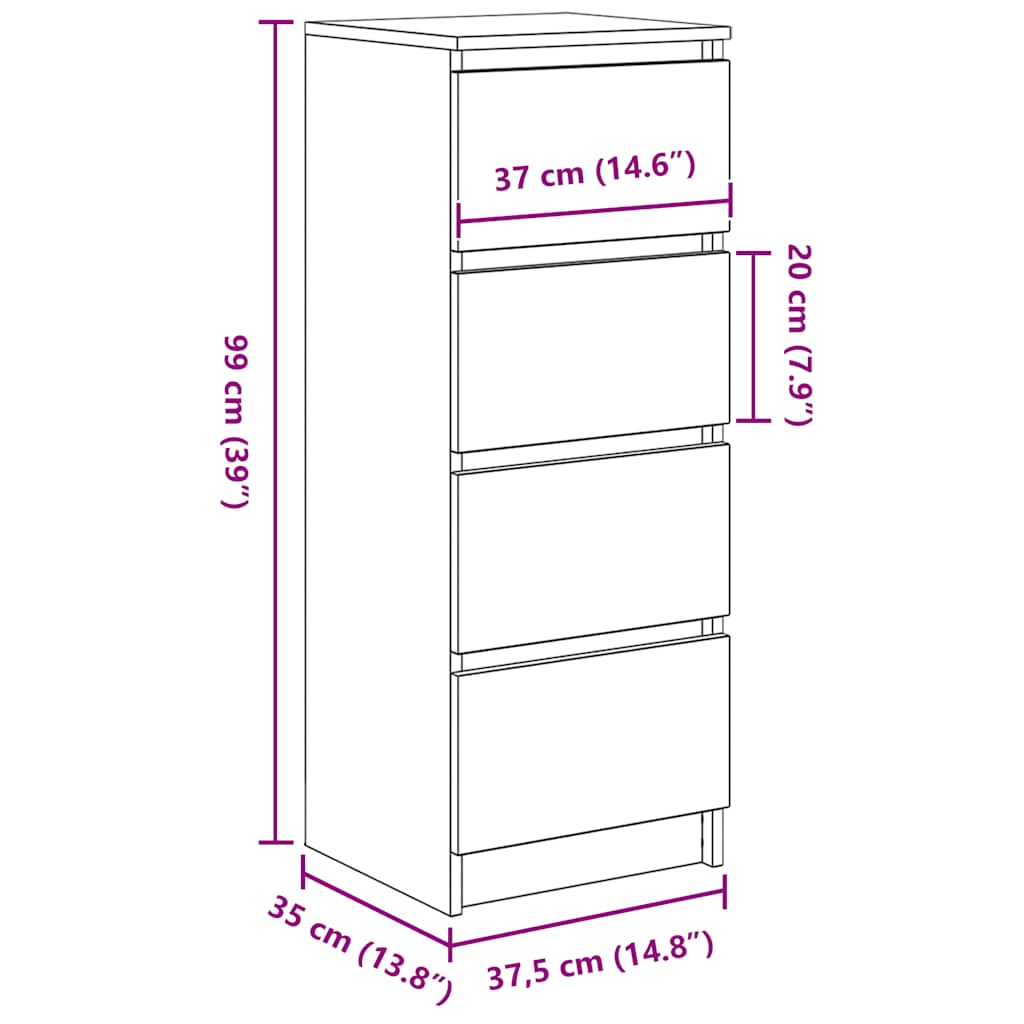 vidaXL Dressoir 37,5x35x99 cm spaanplaat ambachtelijk eikenkleurig - Aashly