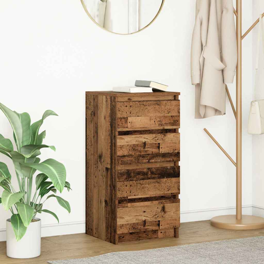 vidaXL Dressoir 37,5x35x76 cm bewerkt hout oud houtkleurig - Aashly
