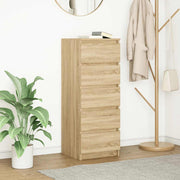 vidaXL Dressoir met lades 37,5x35x99 cm spaanplaat bruin eikenkleurig - Aashly
