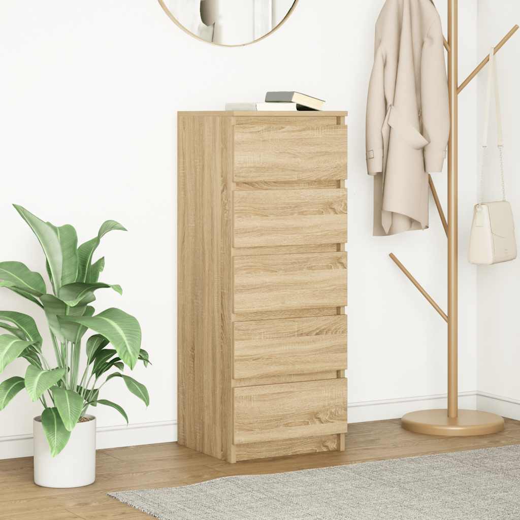 vidaXL Dressoir met lades 37,5x35x99 cm spaanplaat bruin eikenkleurig - Aashly
