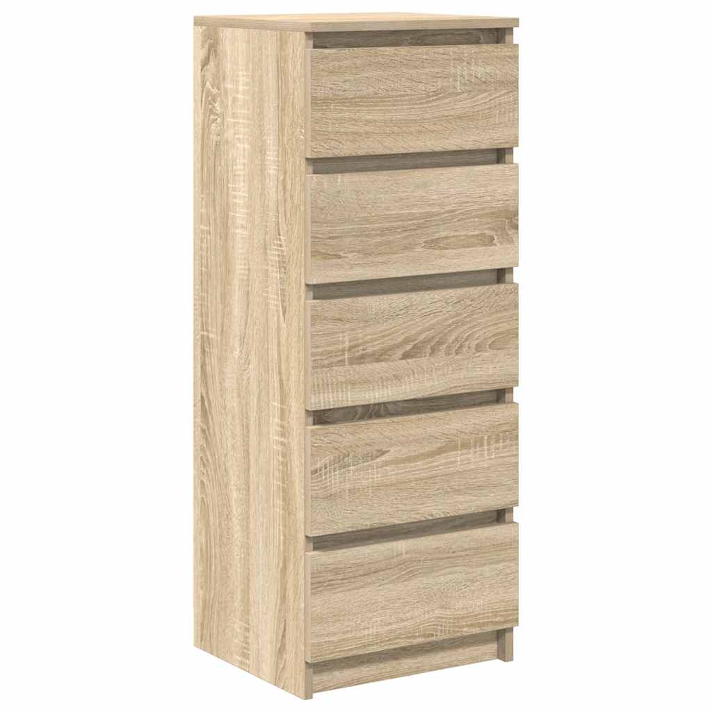 vidaXL Dressoir met lades 37,5x35x99 cm spaanplaat bruin eikenkleurig - Aashly