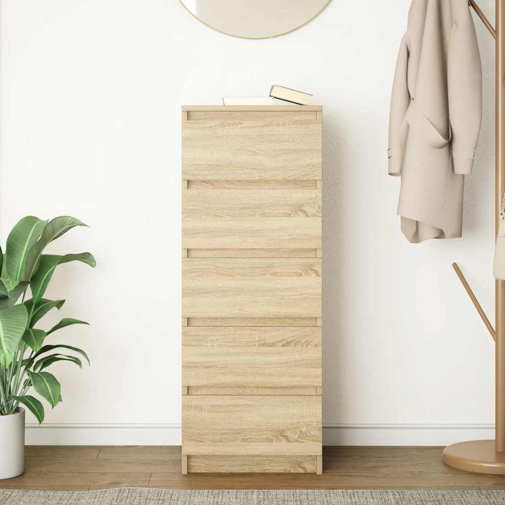 vidaXL Dressoir met lades 37,5x35x99 cm spaanplaat bruin eikenkleurig - Aashly