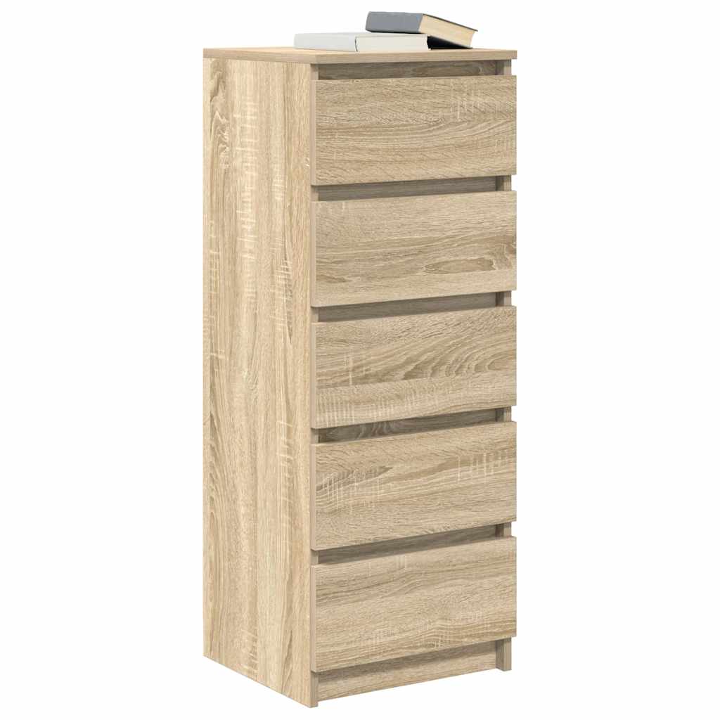 vidaXL Dressoir met lades 37,5x35x99 cm spaanplaat bruin eikenkleurig - Aashly