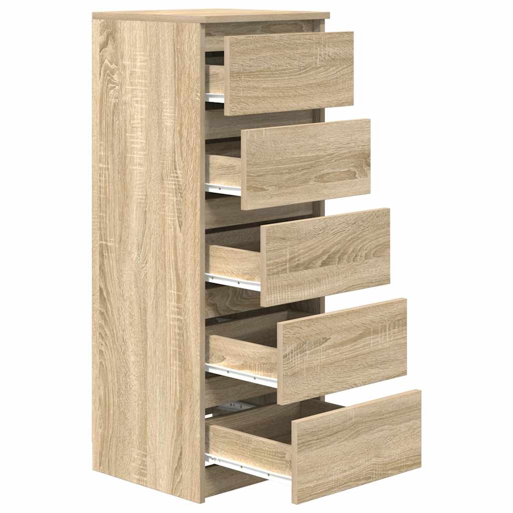 vidaXL Dressoir met lades 37,5x35x99 cm spaanplaat bruin eikenkleurig - Aashly