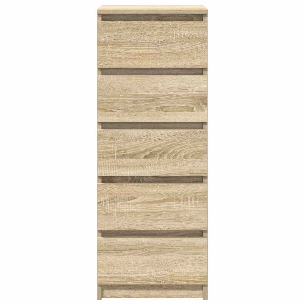 vidaXL Dressoir met lades 37,5x35x99 cm spaanplaat bruin eikenkleurig - Aashly