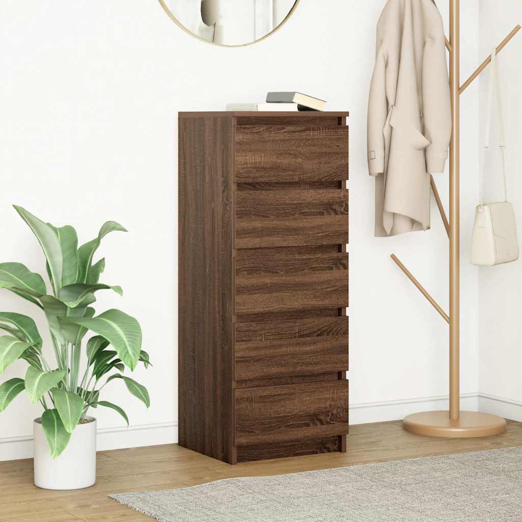 vidaXL Dressoir met lades 37,5x35x99 cm spaanplaat bruin eikenkleurig - Aashly