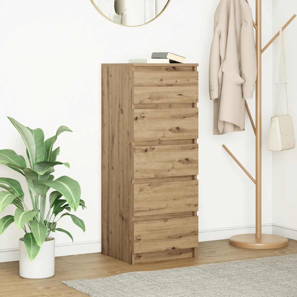 vidaXL Dressoir met lades 37,5x35x99 cm spaanplaat bruin eikenkleurig - Aashly