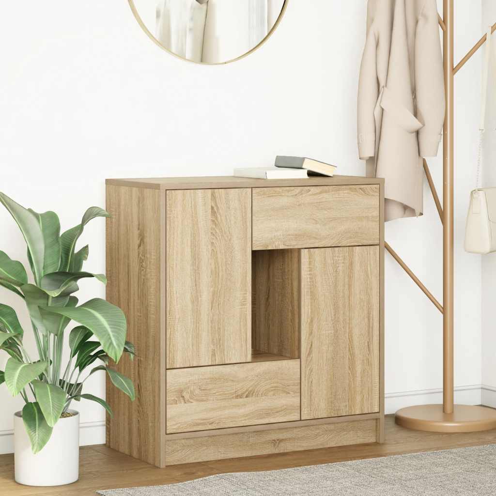 vidaXL Dressoir met lades deuren 70,5x34x74,5 cm sonoma eikenkleurig - Aashly