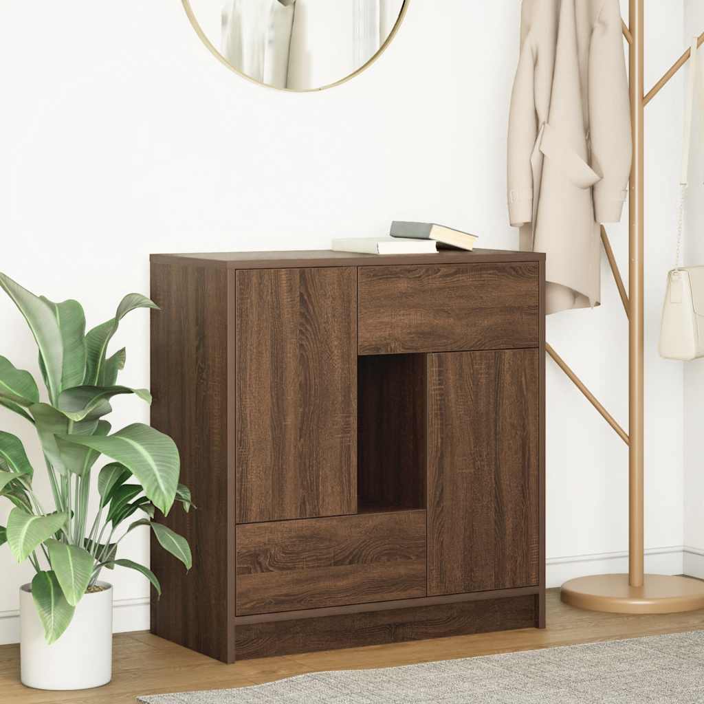 vidaXL Dressoir met lades deuren 70,5x34x74,5 cm sonoma eikenkleurig - Aashly