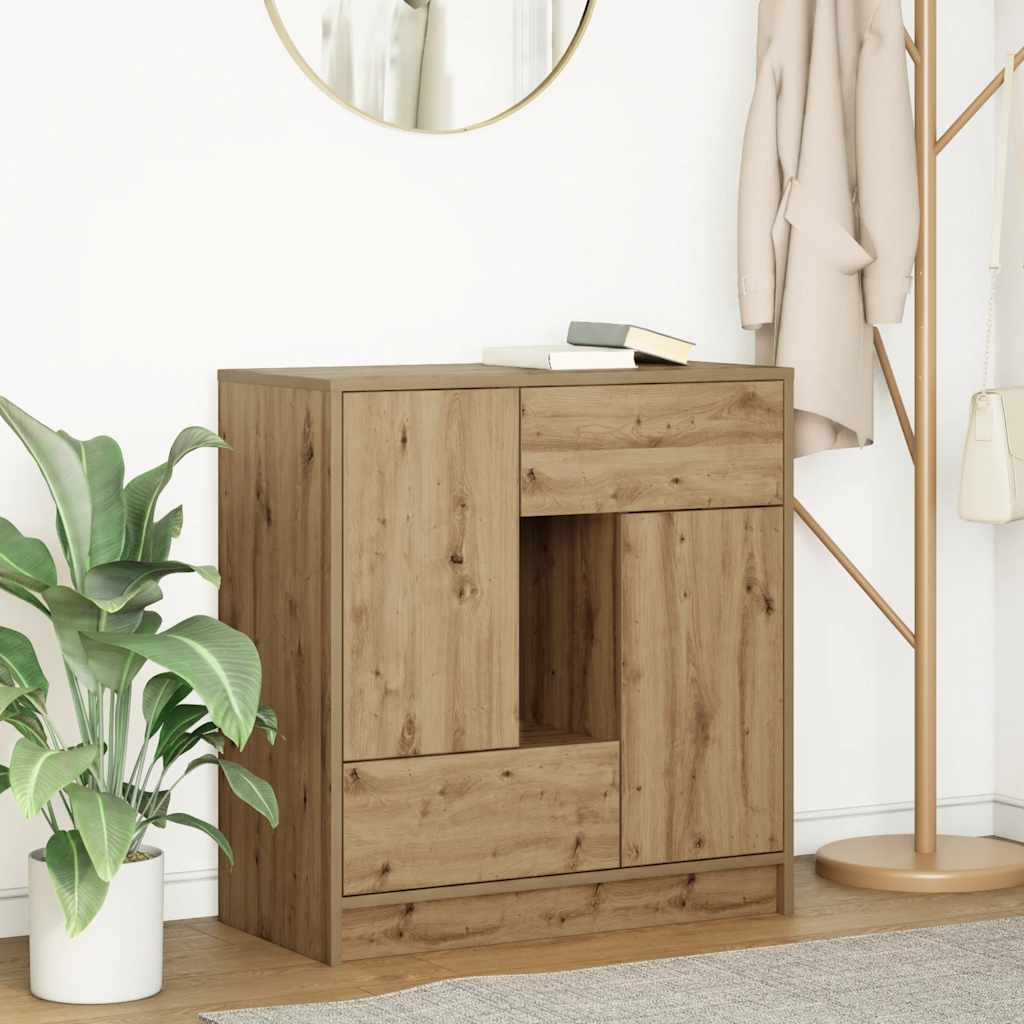 vidaXL Dressoir met lades deuren 70,5x34x74,5 cm sonoma eikenkleurig - Aashly