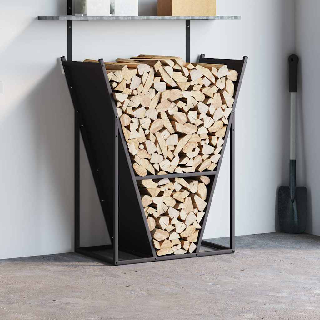vidaXL Brandhoutrek 69,5x35x81 cm koudgewalst staal antracietkleurig - Aashly