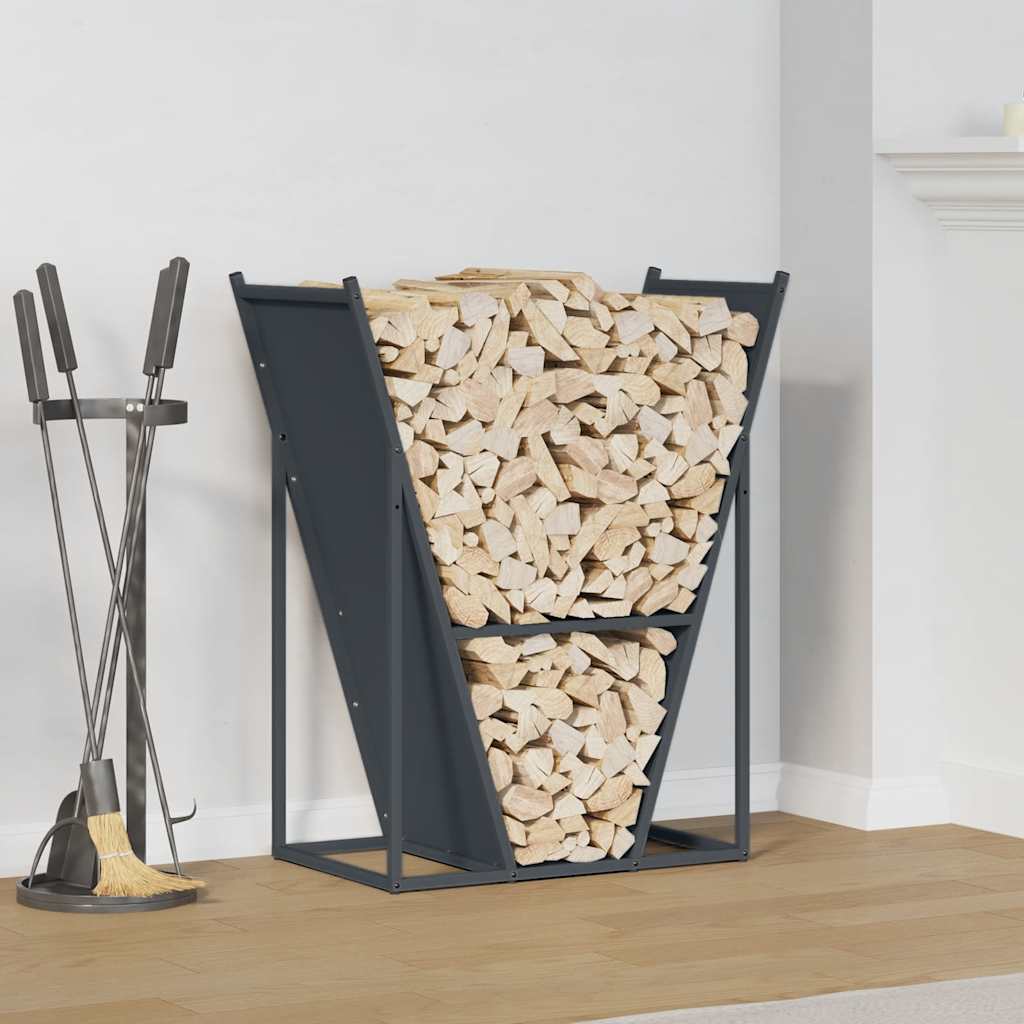 vidaXL Brandhoutrek 69,5x35x81 cm koudgewalst staal antracietkleurig - Aashly