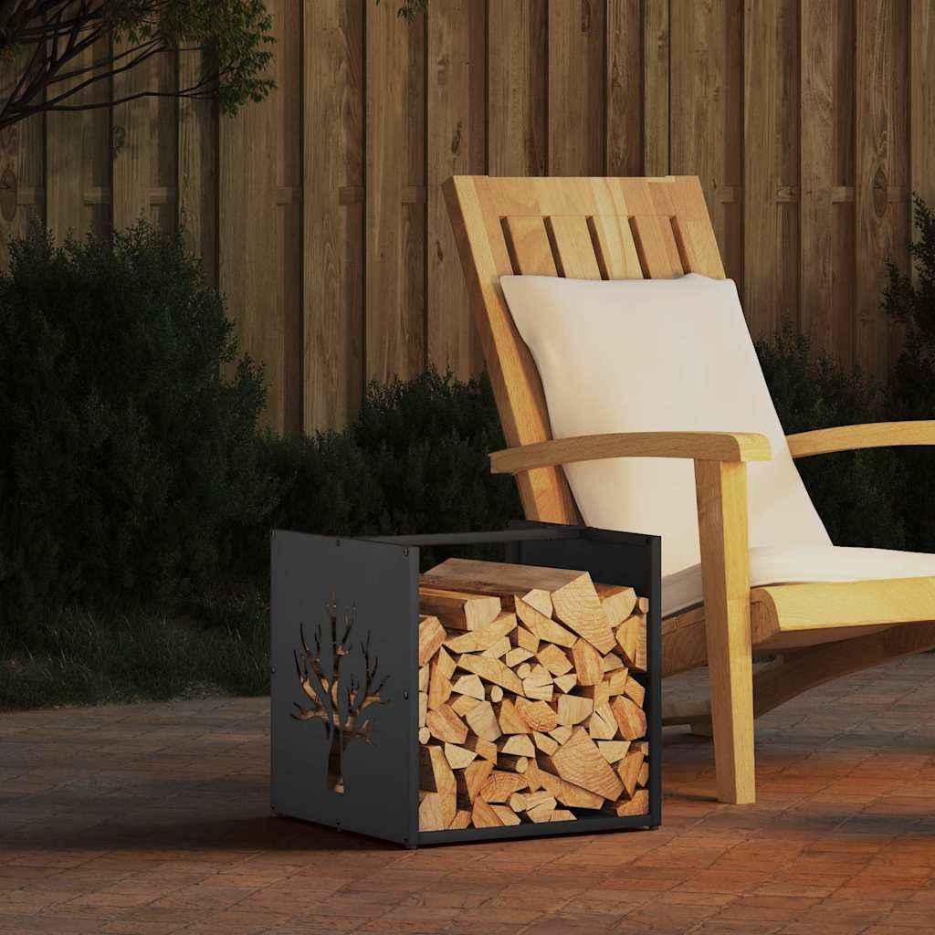 vidaXL Brandhoutrek 40x40x40 cm koudgewalst staal zwart