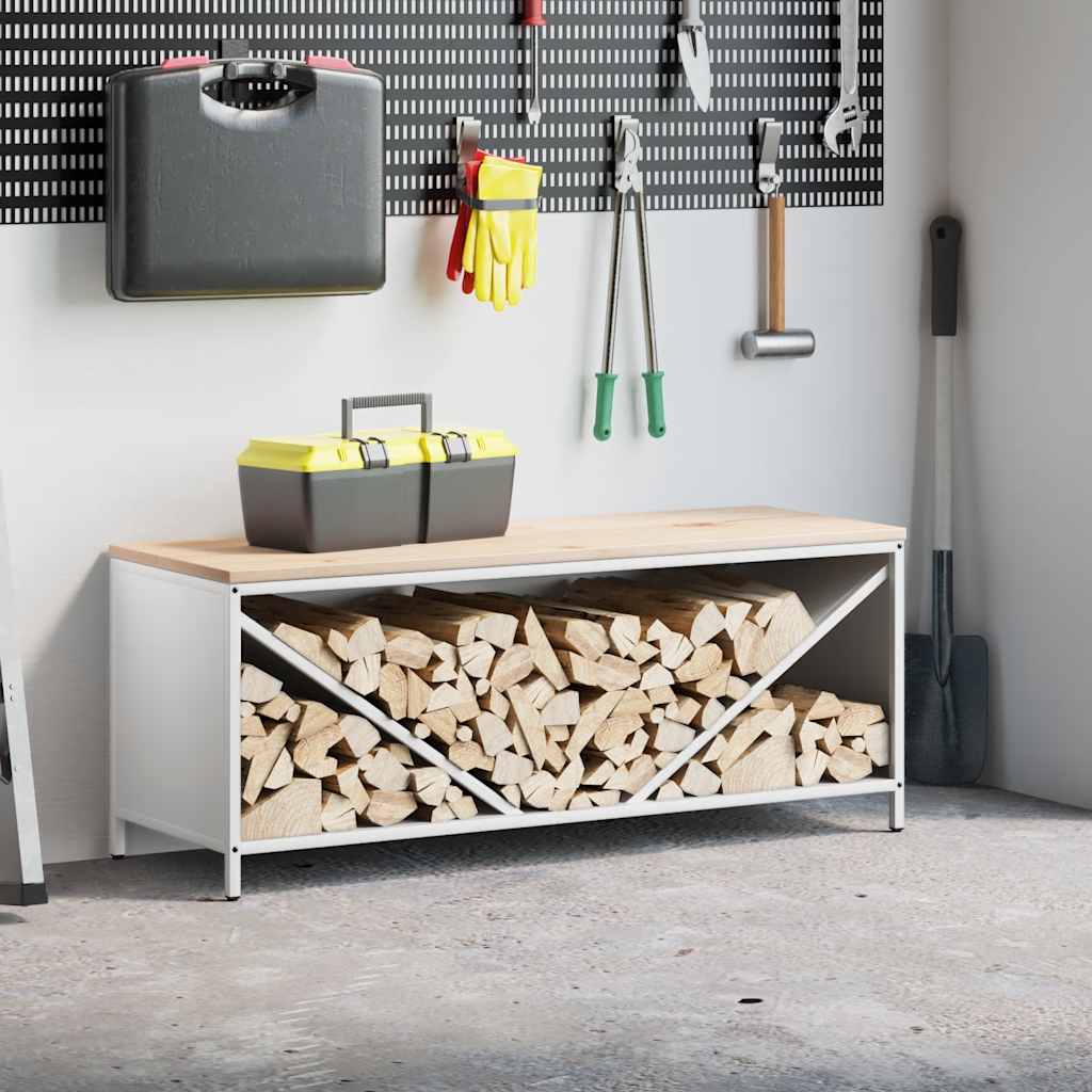 vidaXL Brandhoutrek met houten blad 100,5x35,5x40 cm zwart - Aashly