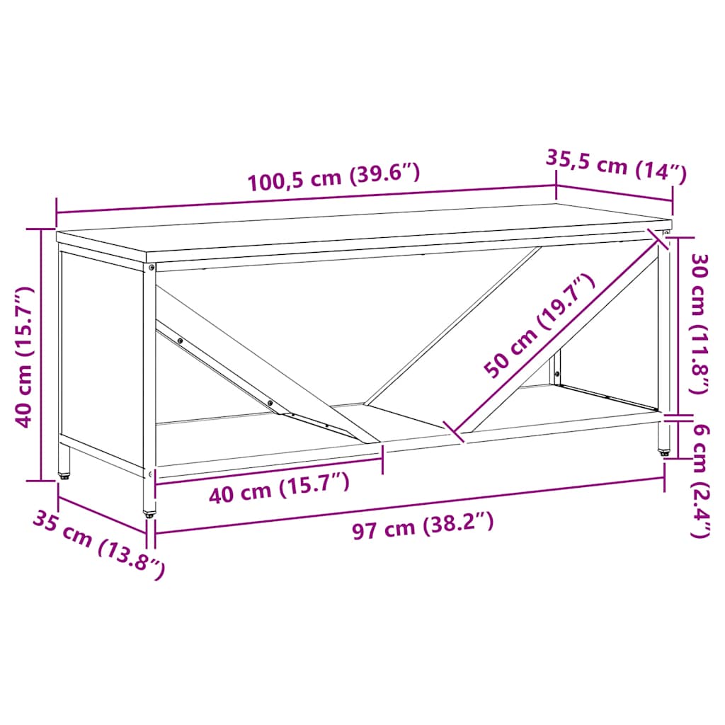 vidaXL Brandhoutrek met houten blad 100,5x35,5x40 cm zwart - Aashly