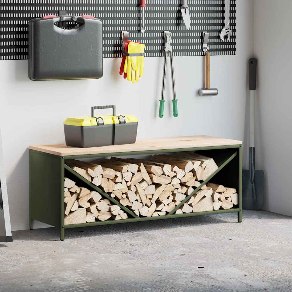 vidaXL Brandhoutrek met houten blad 100,5x35,5x40 cm zwart - Aashly