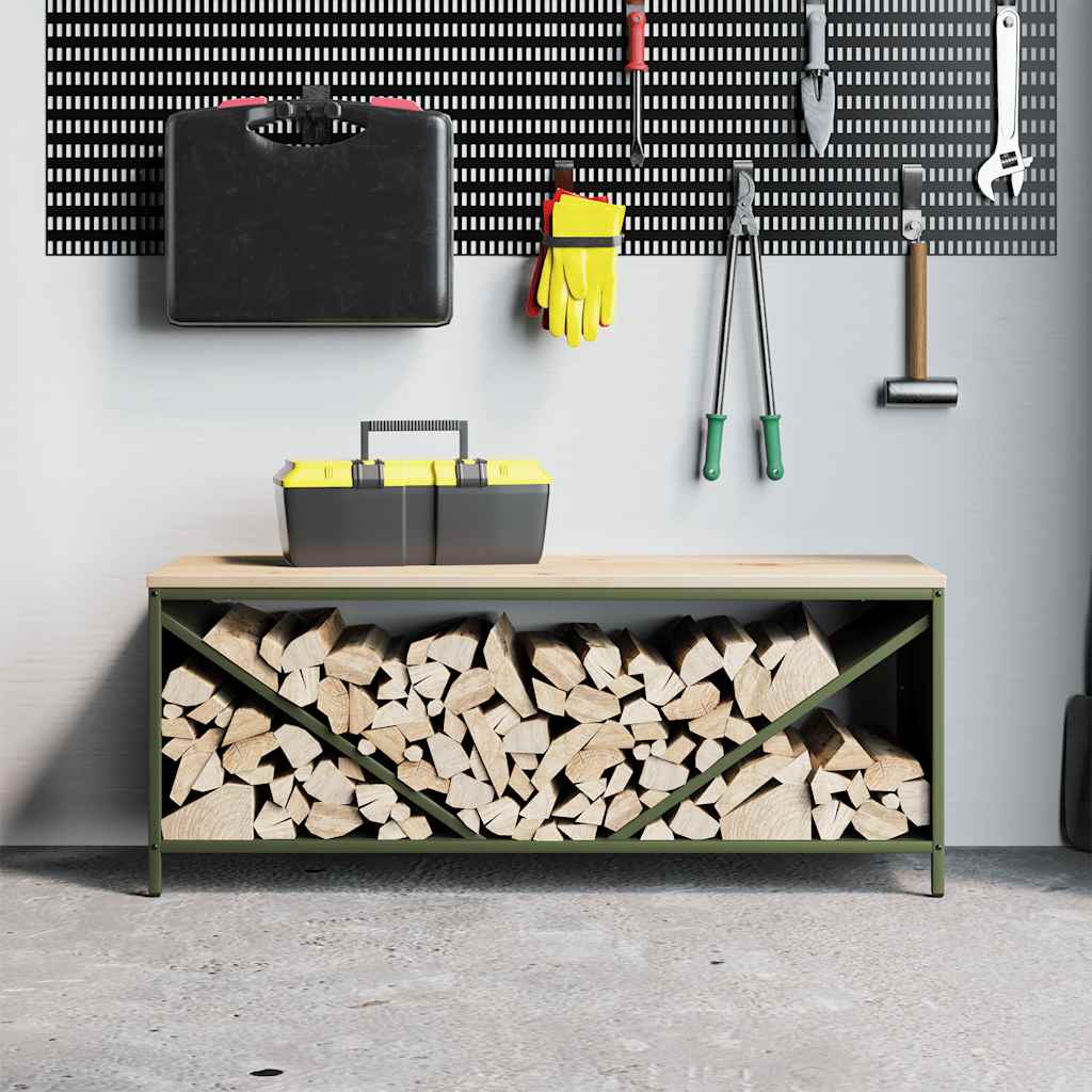 vidaXL Brandhoutrek met houten blad 100,5x35,5x40 cm zwart - Aashly