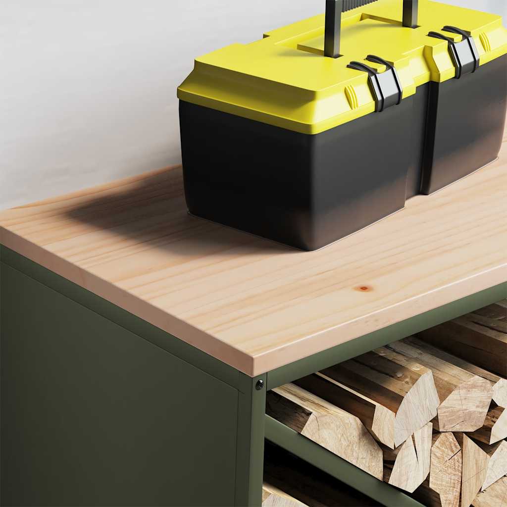 vidaXL Brandhoutrek met houten blad 100,5x35,5x40 cm zwart - Aashly