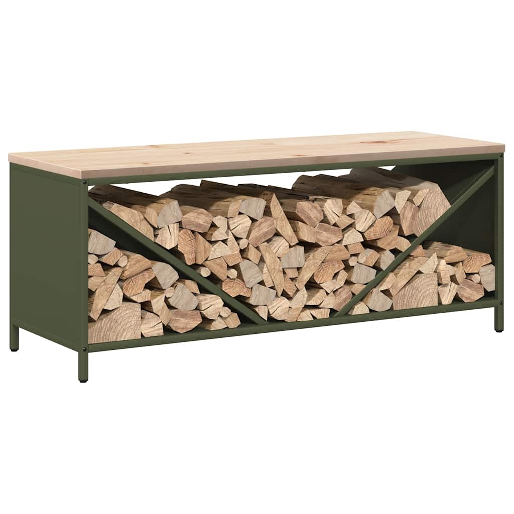 vidaXL Brandhoutrek met houten blad 100,5x35,5x40 cm zwart - Aashly
