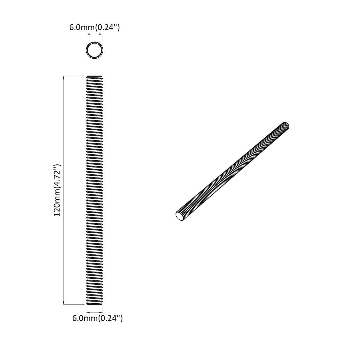 vidaXL Draadstaaf 2 pcs Zilver 6 x 120 mm Staal