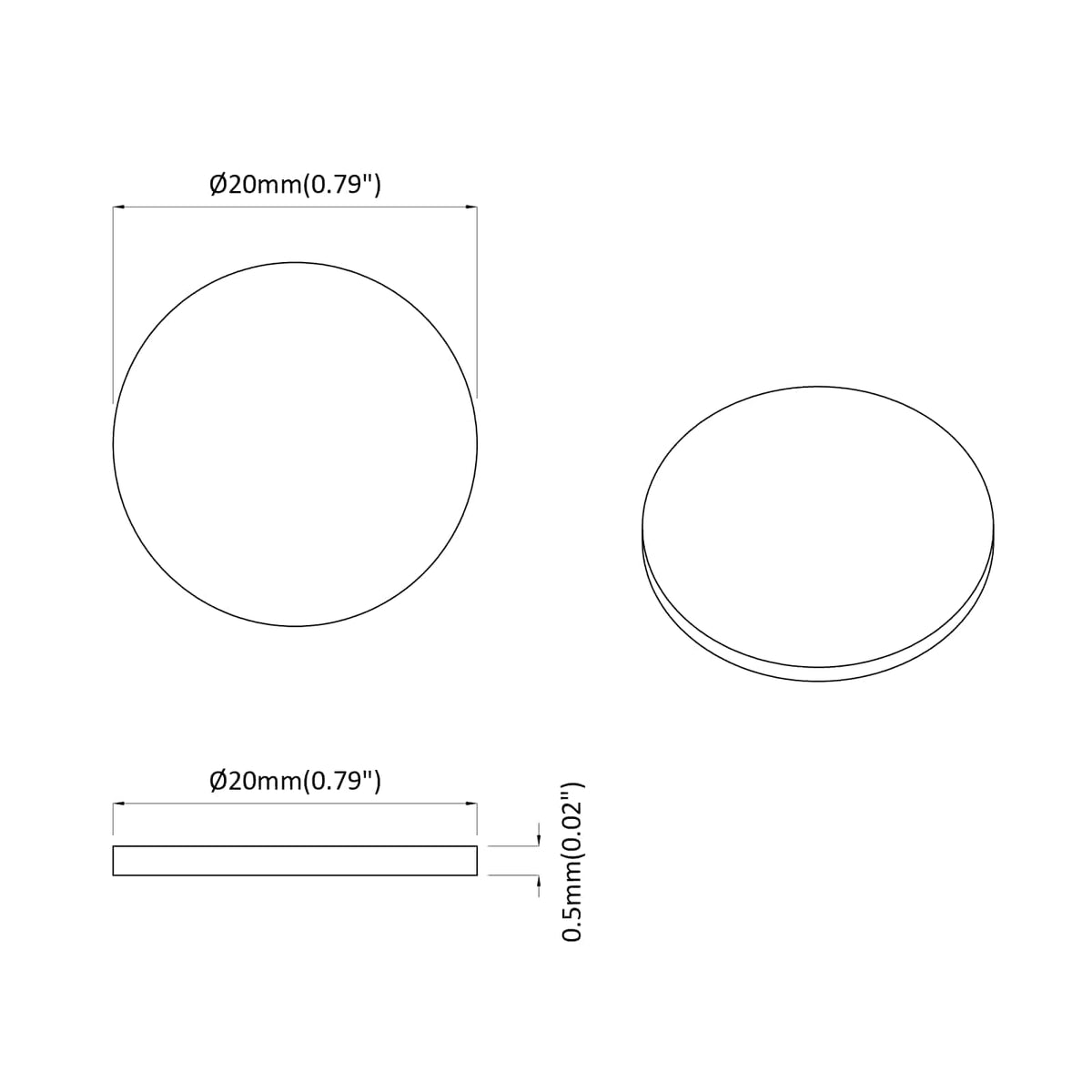 vidaXL Sticker 2 pcs Wit Ø 20 x 0,5 mm Papier