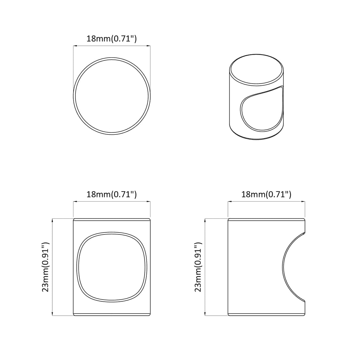 vidaXL Kastknop 2 pcs Zwart 18 x 23 mm IJzer