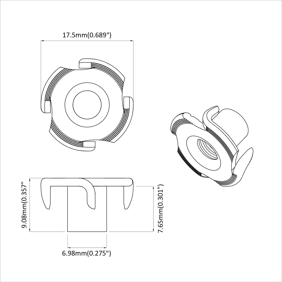 vidaXL Gestanste T-moer 2 pcs Zilver M6 mm Staal