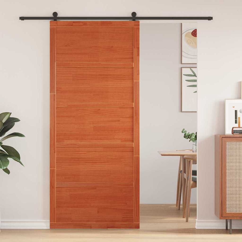 vidaXL Schuifdeur Wit 100x208 cm Massief Hout Vuren