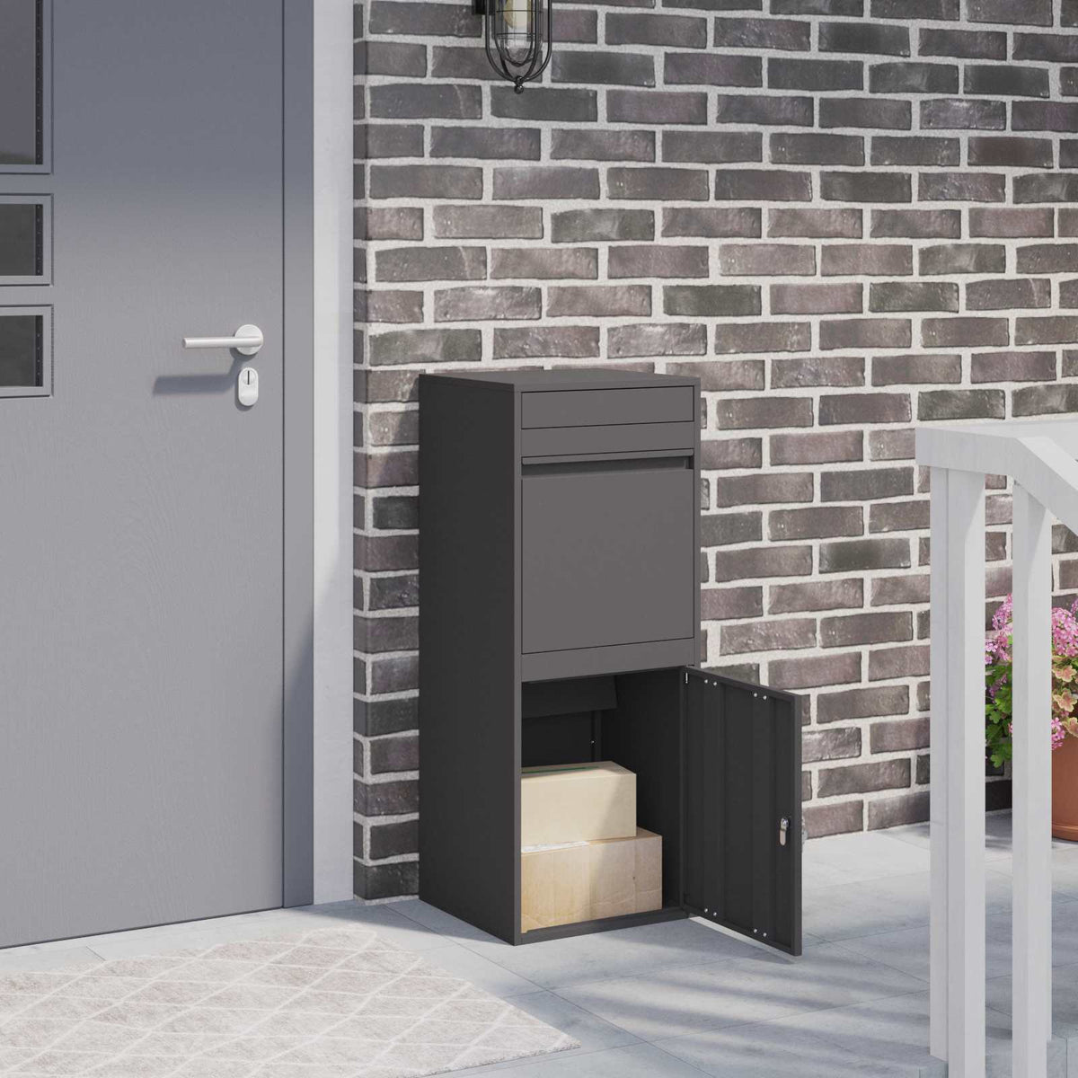 vidaXL Pakket inwerp box Zwart 41 x 38 x 103 cm Staal