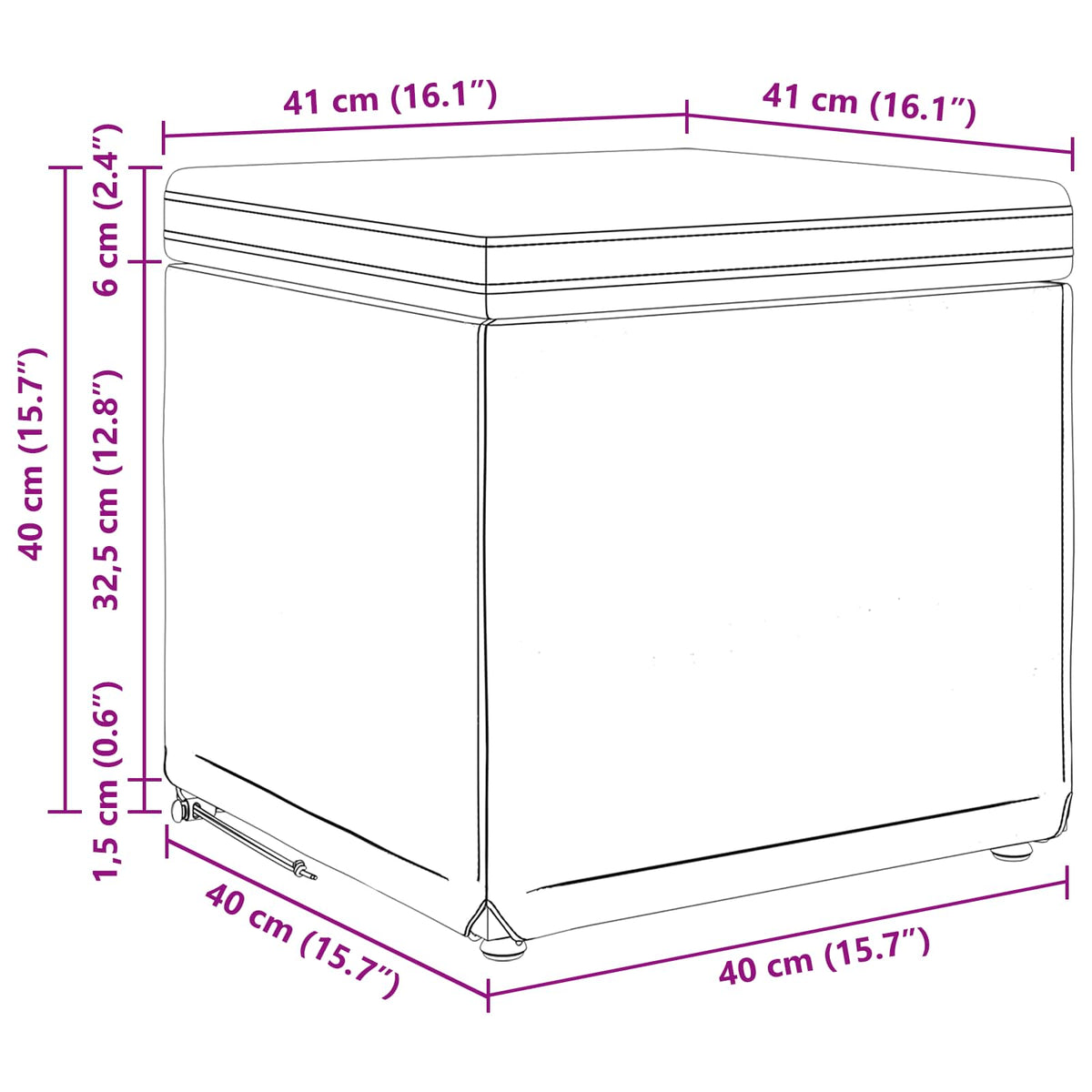 vidaXL Kruk Lichtgrijs 41 x 41 x 40 cm Stof en Geëngineerd Hout