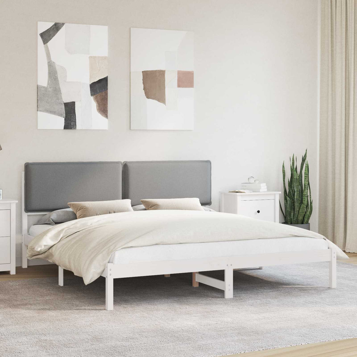vidaXL Bedframe met Gevoerd Hoofdgedeelte Lichtgrijs 180 x 200 cm