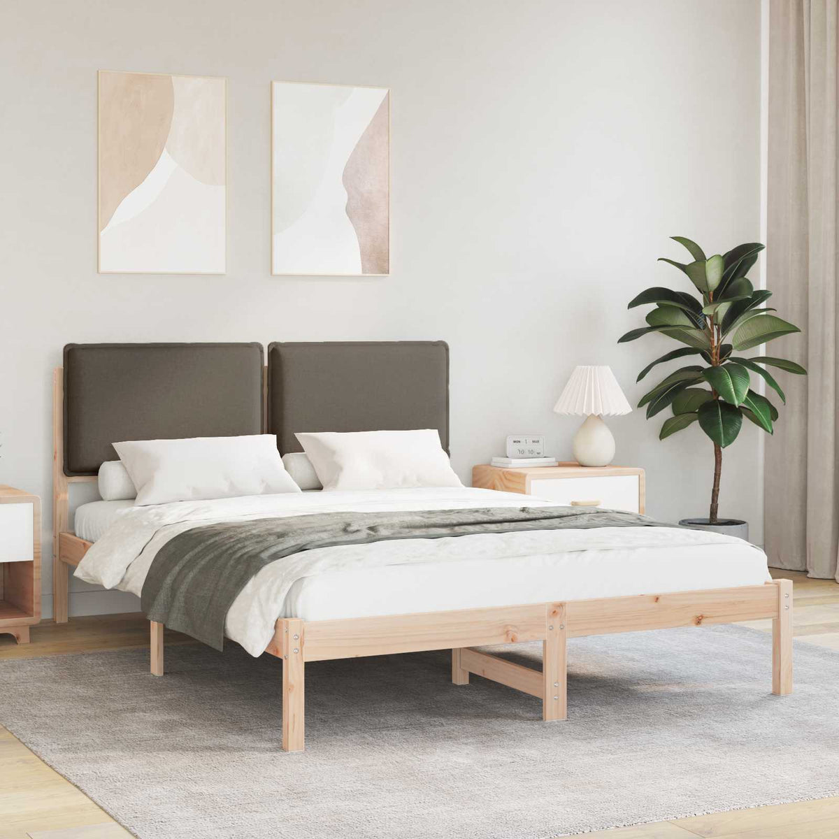 vidaXL Bedframe met Gevoerd Hoofdgedeelte Lichtgrijs 180 x 200 cm