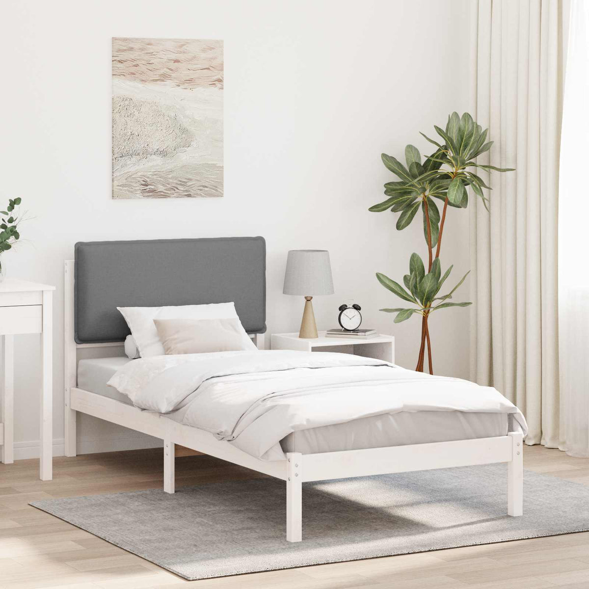 vidaXL Bedframe met Gevoerd Hoofdgedeelte Lichtgrijs 180 x 200 cm