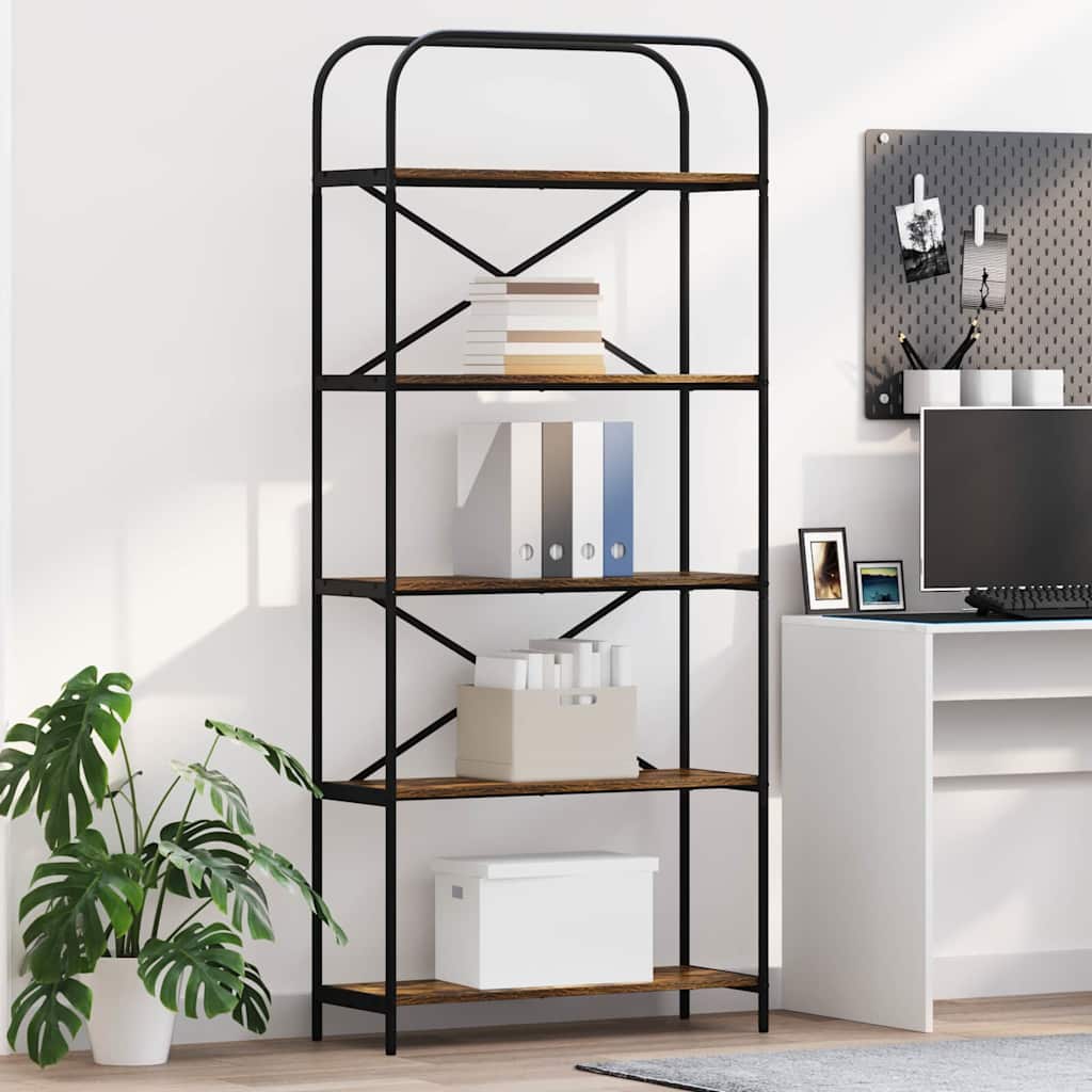 vidaXL Boekenkast Gerookt eiken 80 x 30 x 183 cm Bewerkt hout