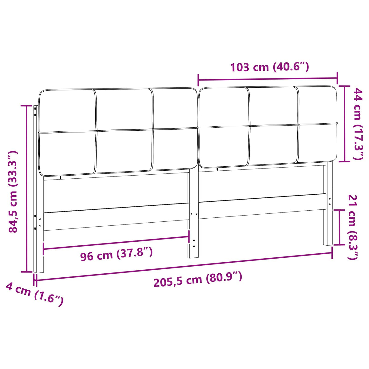 vidaXL Gestoffeerd hoofdbord Bruin en Licht Grijs 200 cm