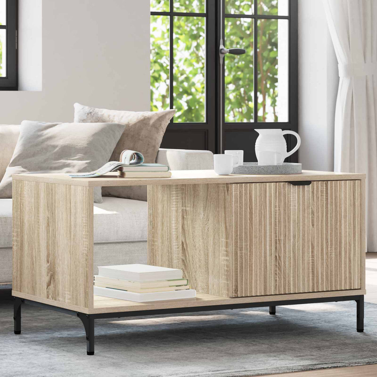 vidaXL Salontafel Wit 90 x 49 x 46 cm Bewerkt hout