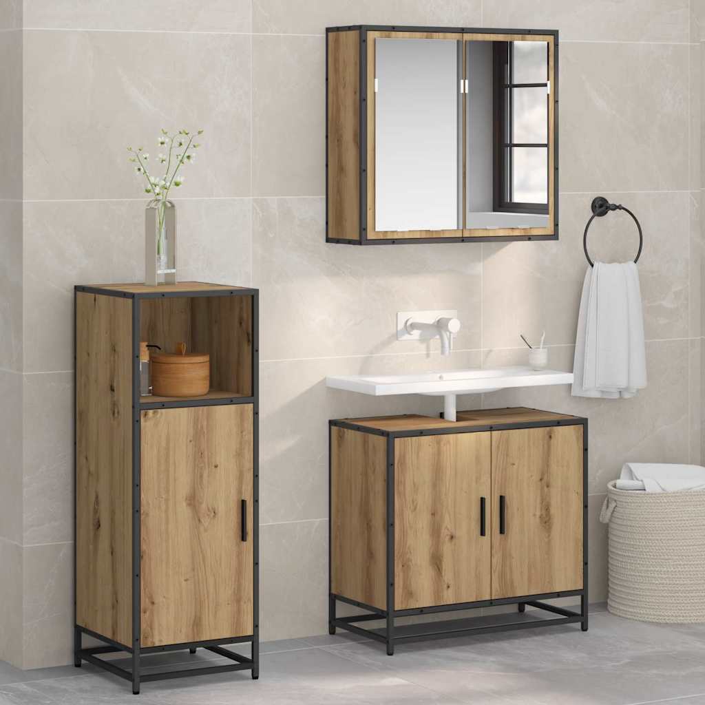 vidaXL Badkamerkast 35x37,5x100 cm bewerkt hout zwart - Aashly